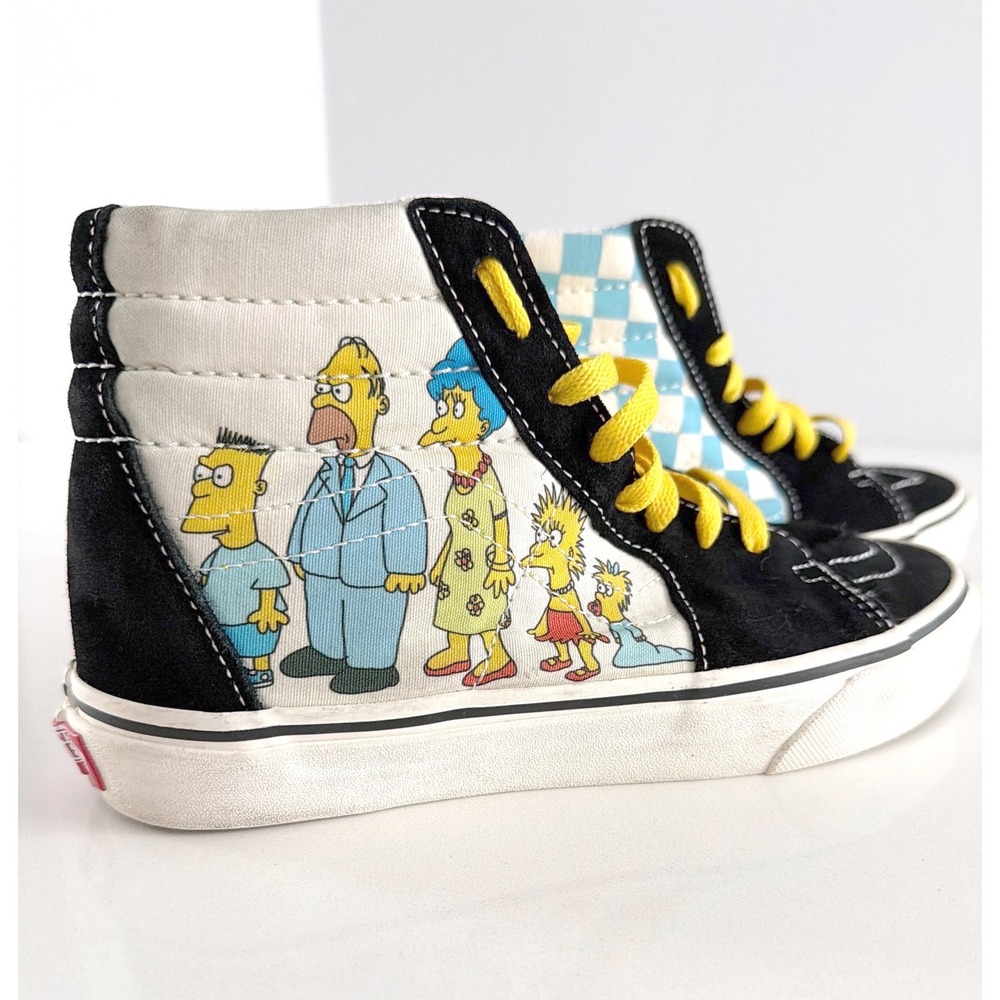 Vans Sk8-Hi The‎ Simpsons Family Checkerboard Black Suede Mens 6 Womens 7.5